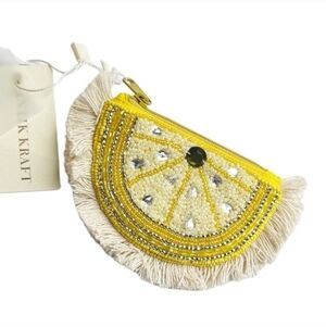 💛🔹️Antik Kraft 🔹️NWT Beaded Lemon Coin Pouch